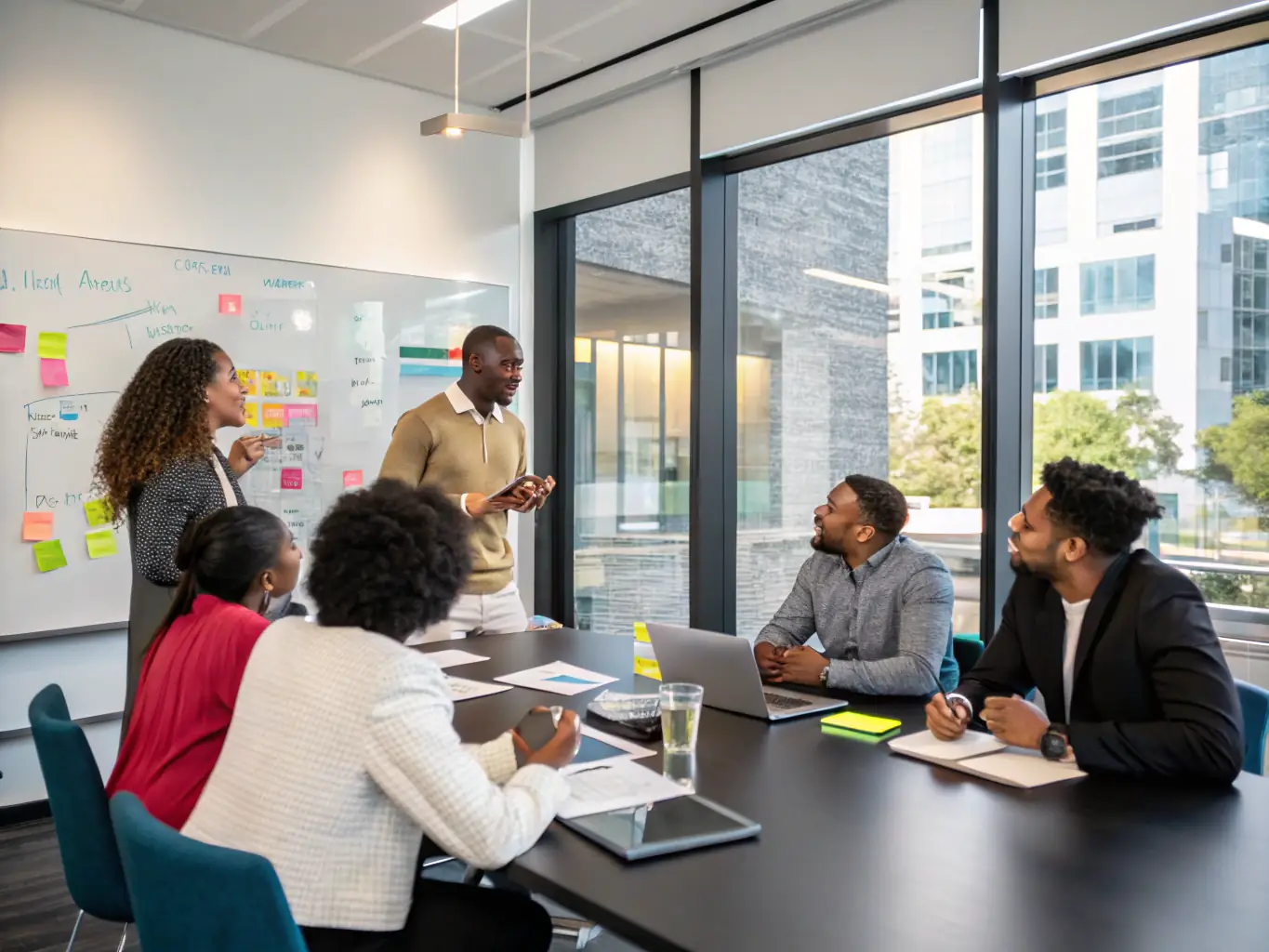A group of entrepreneurs participating in a workshop with facilitators guiding discussions, representing Entrepreneurial Resilience Workshops.